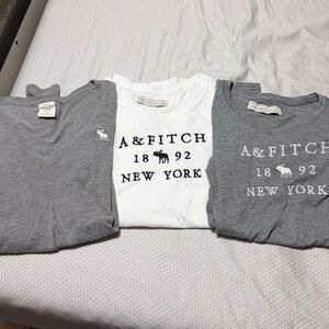 3 Abercrombie & Fitch Gray and White women’s shirts